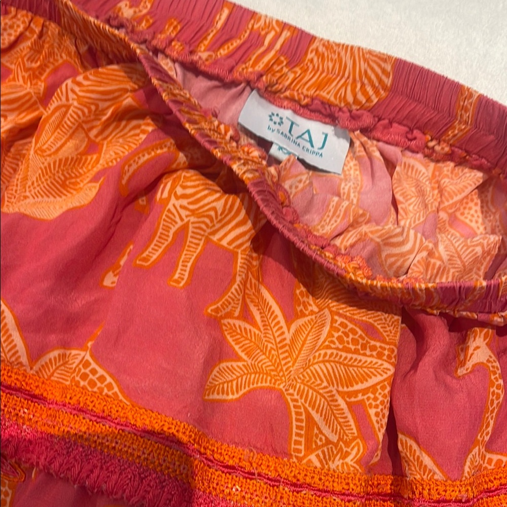 TAJ Pink and Orange Animal Print Skirt